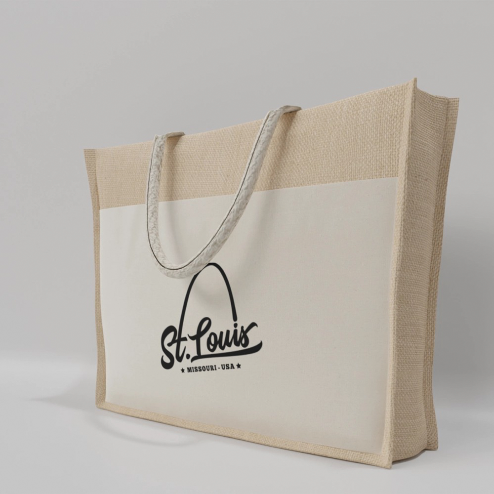 Sac fourre-tout en coton et jute à pochettes – Image 3