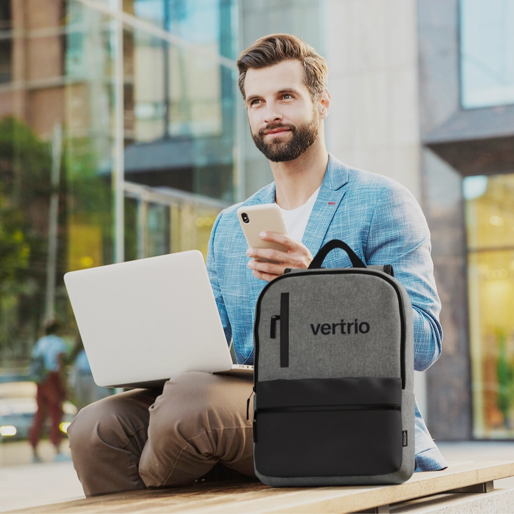 Sac à dos pour ordinateur portable recyclé GRS bicolore – Image 6