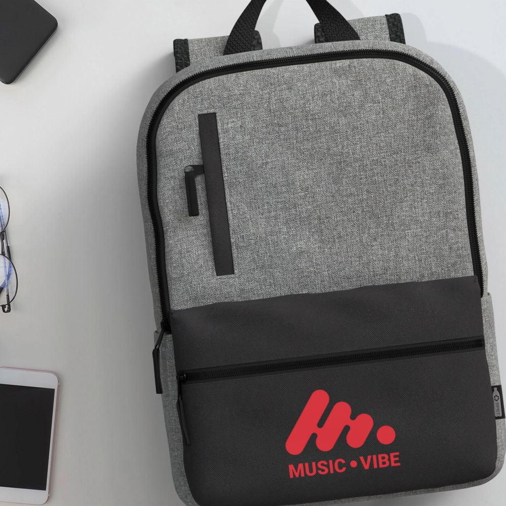 Sac à dos pour ordinateur portable recyclé GRS bicolore – Image 3