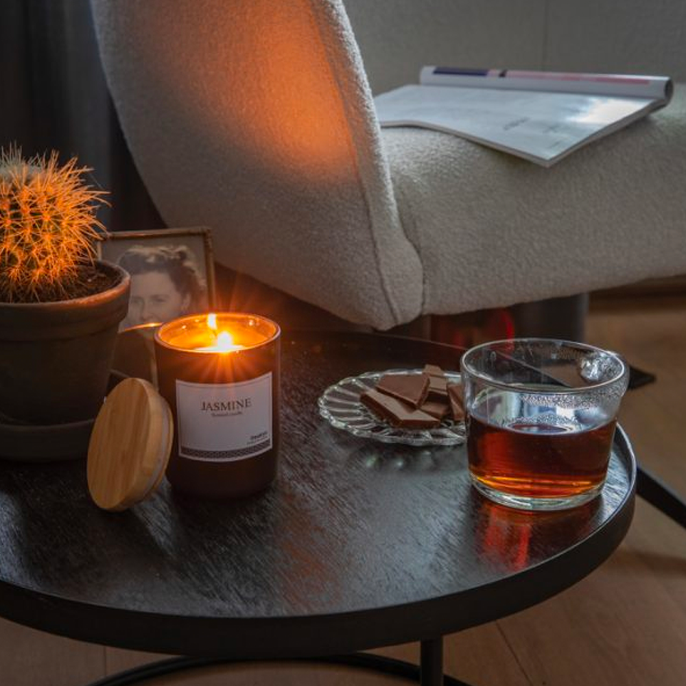 Bougie parfumée au jasmin avec couvercle en bambou – Image 2