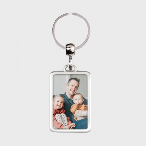 Porte-clés photo rectangulaire en acier inoxydable