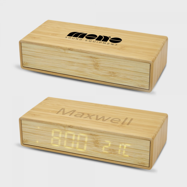Chargeur à induction en bambou avec horloge Minata