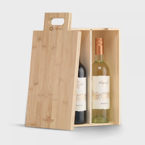 Coffret de vin Rackpack et planche à fromage en un