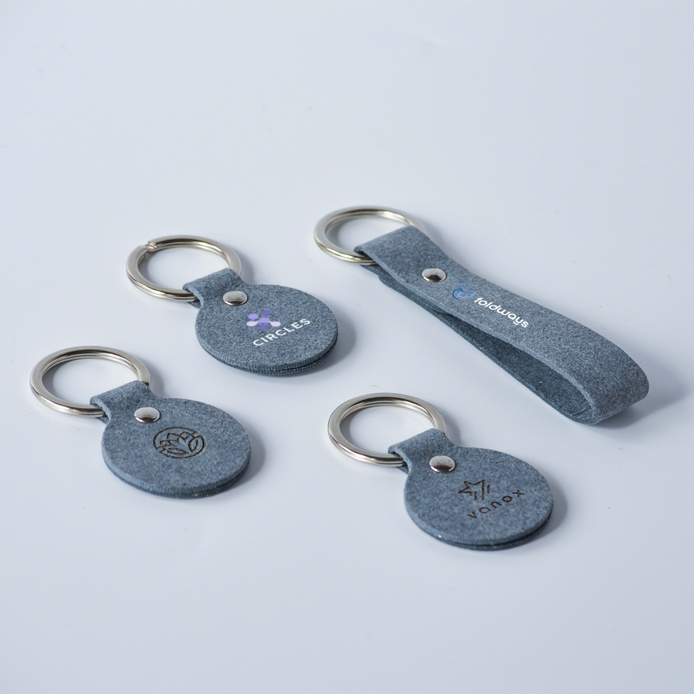 Porte-clés Denim Textile Recyclé Rond – Image 4