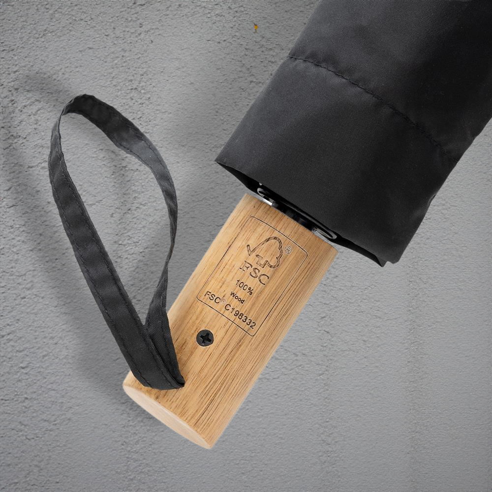 Parapluie mini en RPET et bois d'acacia – Image 5