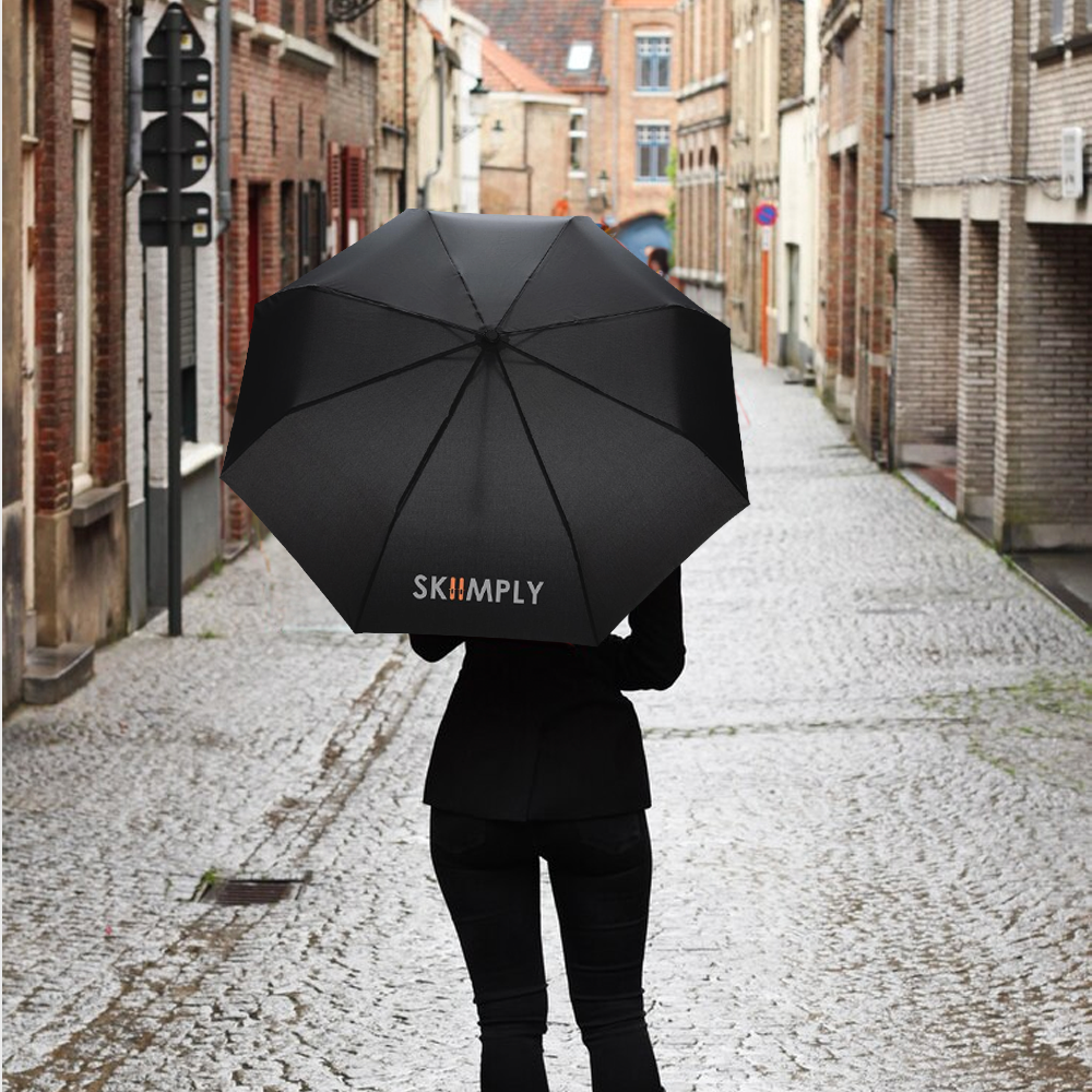 Mini parapluie RPET 190T poignée bambou Impact AWARE – Image 5