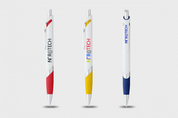 Stylo blanc grip coloré
