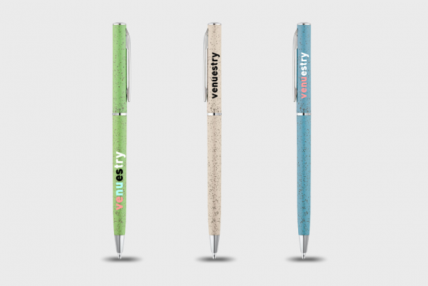 Stylo éco fibre de paille de blé pointe et grip métalliques