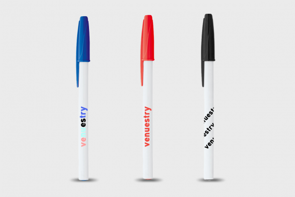 Stylo blanc capuchon coloré