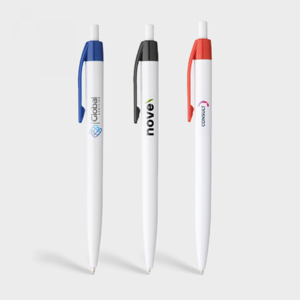 Stylo basique blanc avec clip coloré