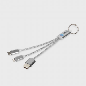 Câble de recharge 3-en-1 en métal avec porte-clés