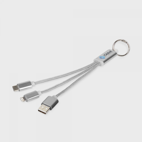 Câble de recharge 3-en-1 en métal avec porte-clés
