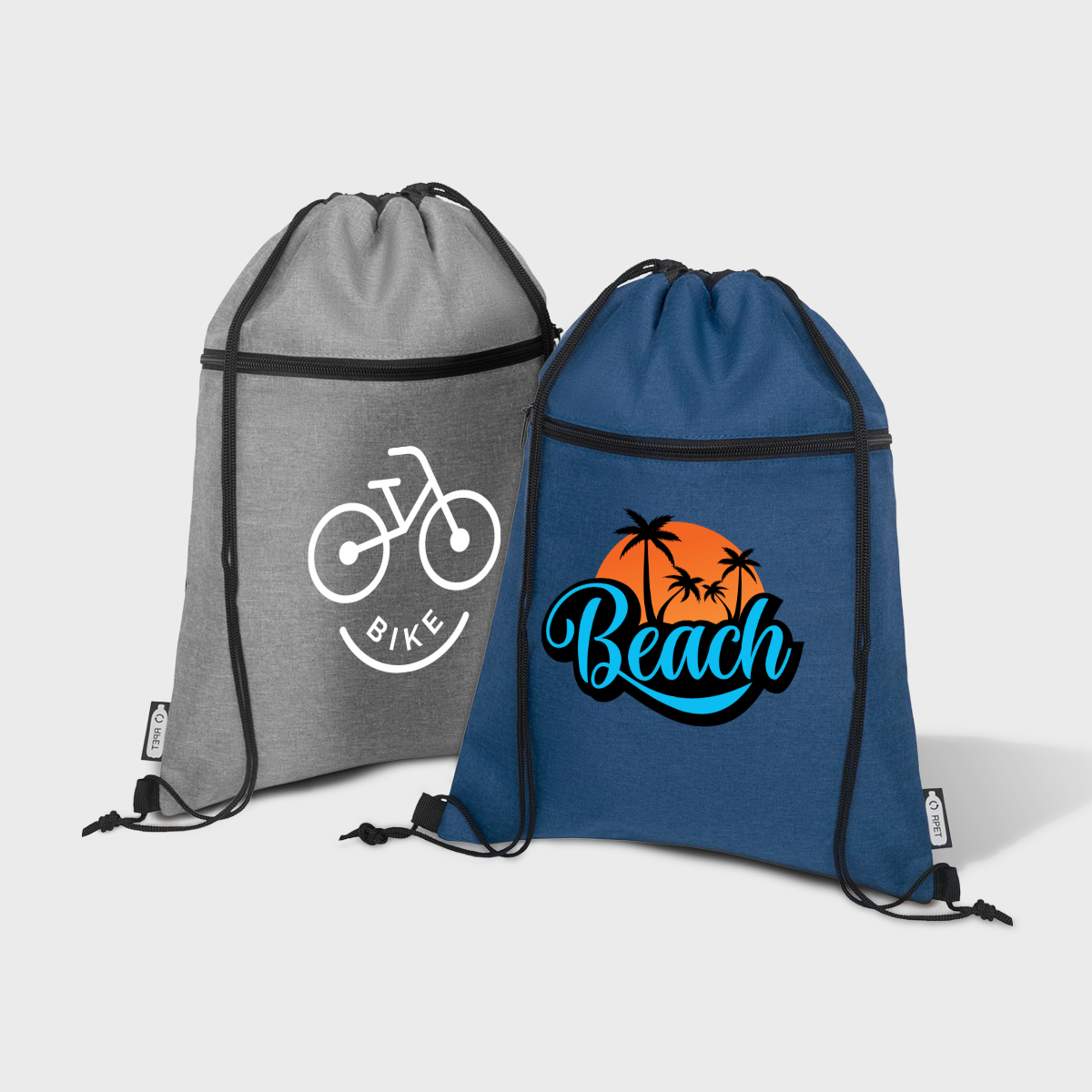 Sac à cordon recyclé avec fermeture éclair – Image 2