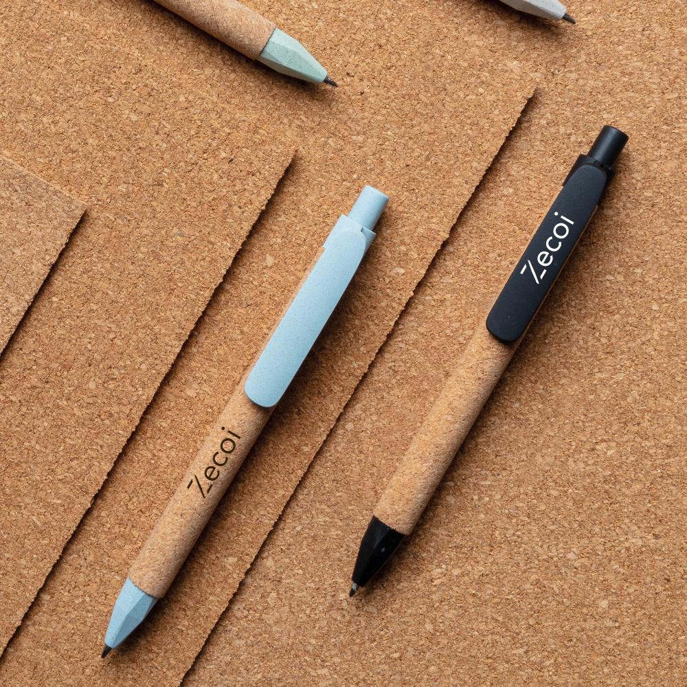 Stylo recyclé en fibre de paille de blé et en liège – Image 4