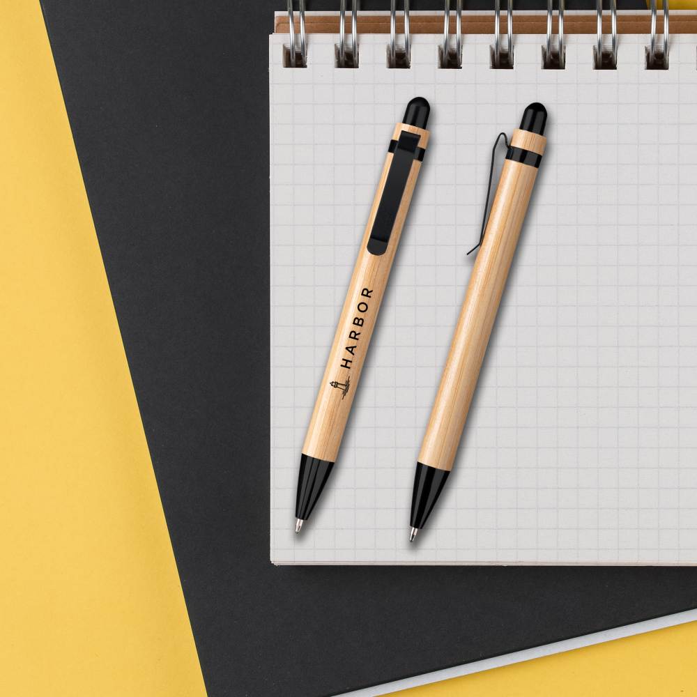 Stylo stylet bambou détails métalliques – Image 5