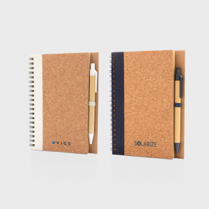 Carnet spiralé en liège avec stylo