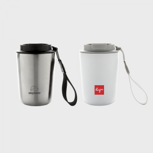 Mug isotherme en inox recyclé RCS avec lanière