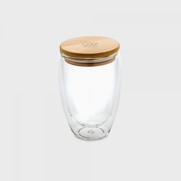 Verre à double paroi avec couvercle en bambou 350 ml