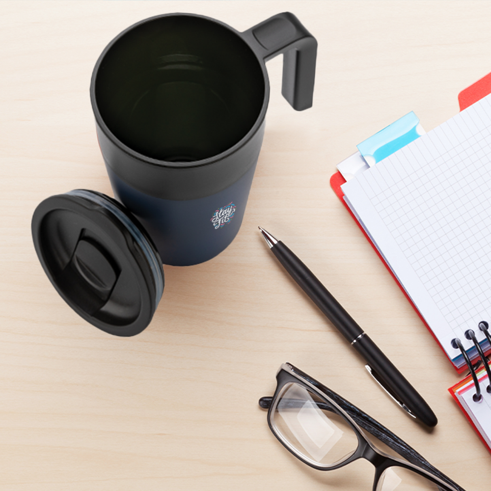 Tasse en acier inoxydable et PP recyclé GRS avec poignée – Image 6