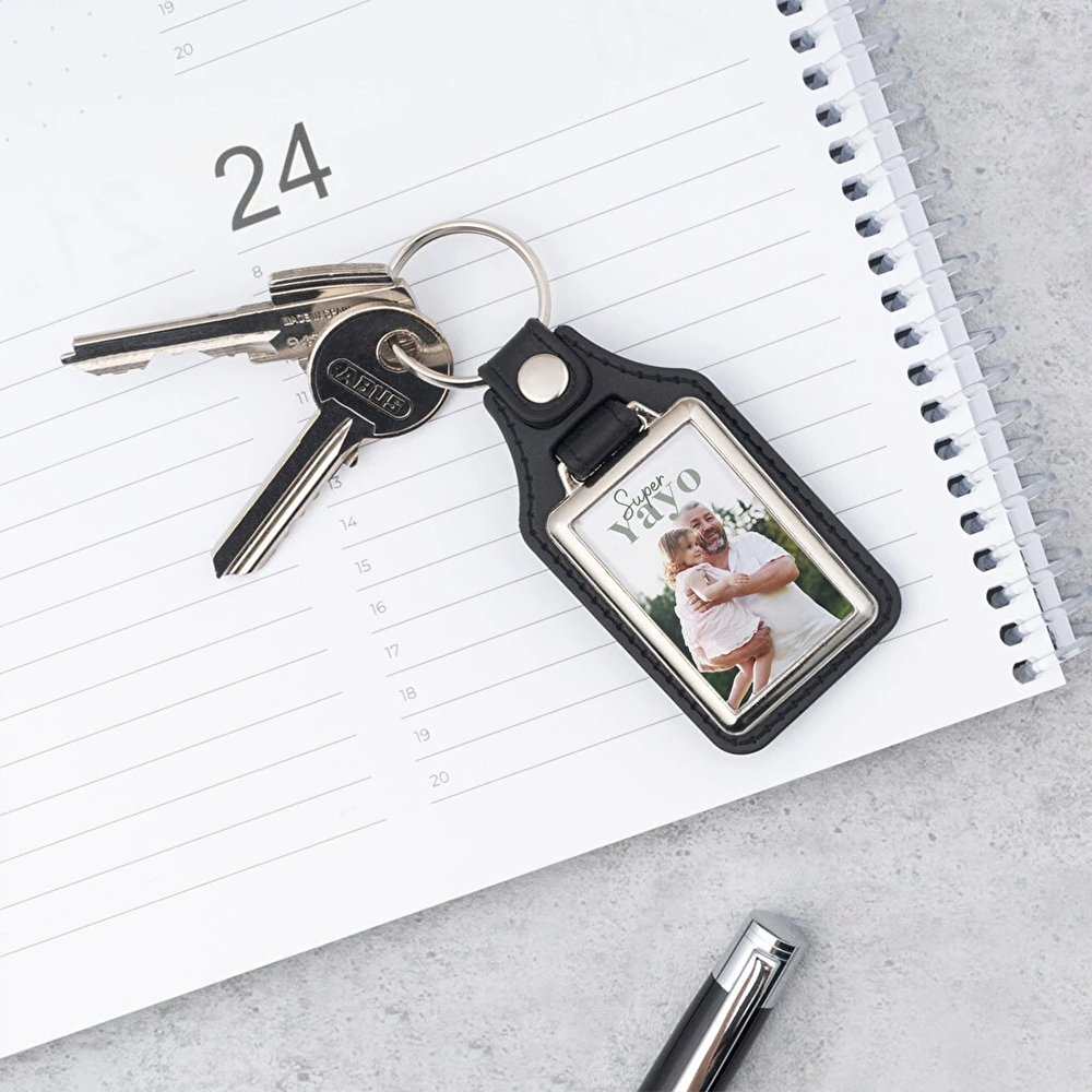 Porte-clés rectangulaire en cuir avec photo – Image 5