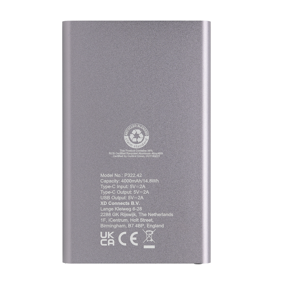 Powerbank RCS Plastique recyclé/Aluminium 4000 mAh – Image 3