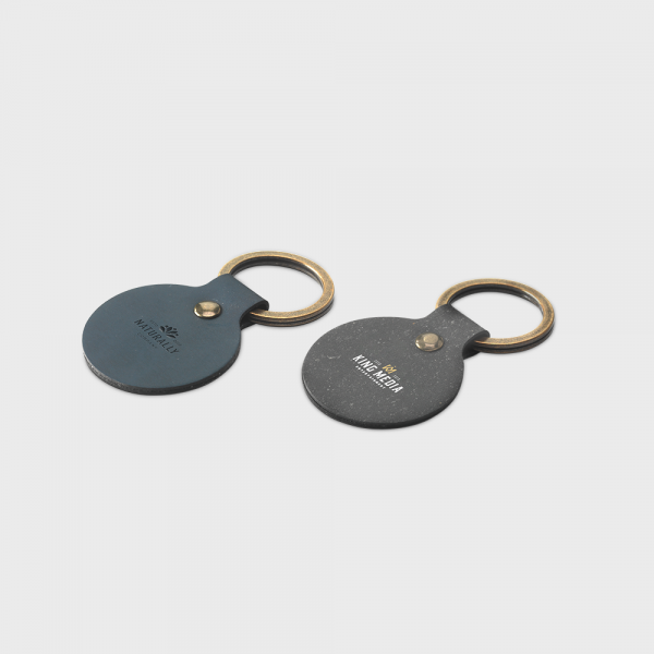 Porte-clés rond en cuir recyclé