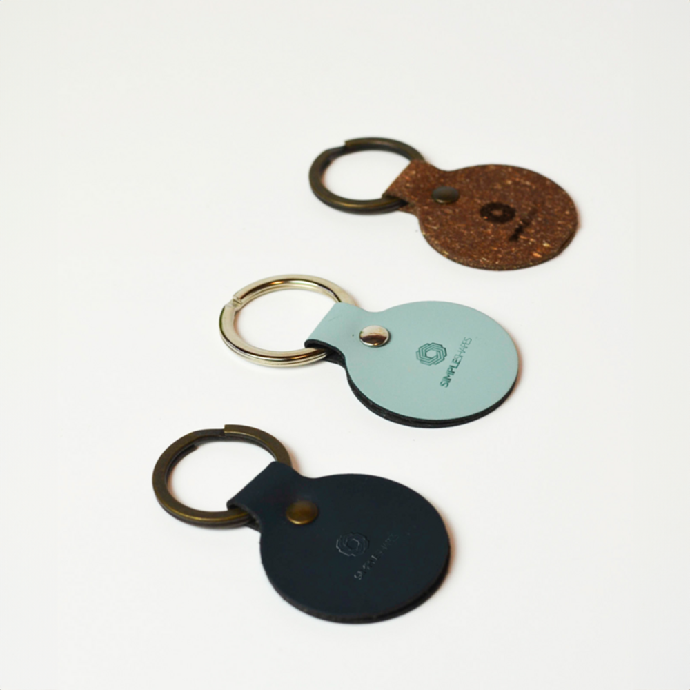 Porte-clés rond en cuir recyclé – Image 3