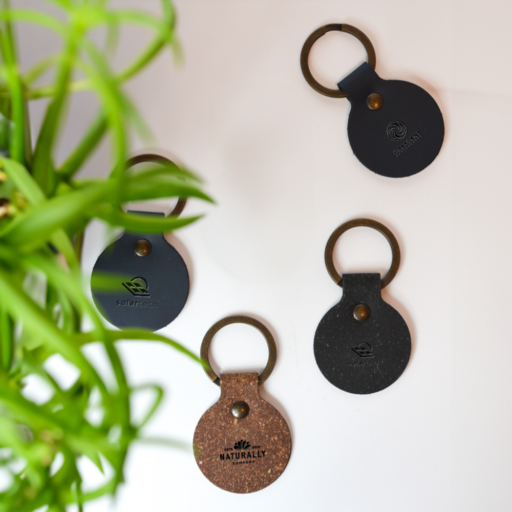 Porte-clés rond en cuir recyclé – Image 5