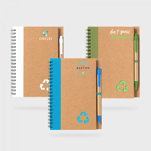 Carnet en carton recyclé wire-o avec stylo