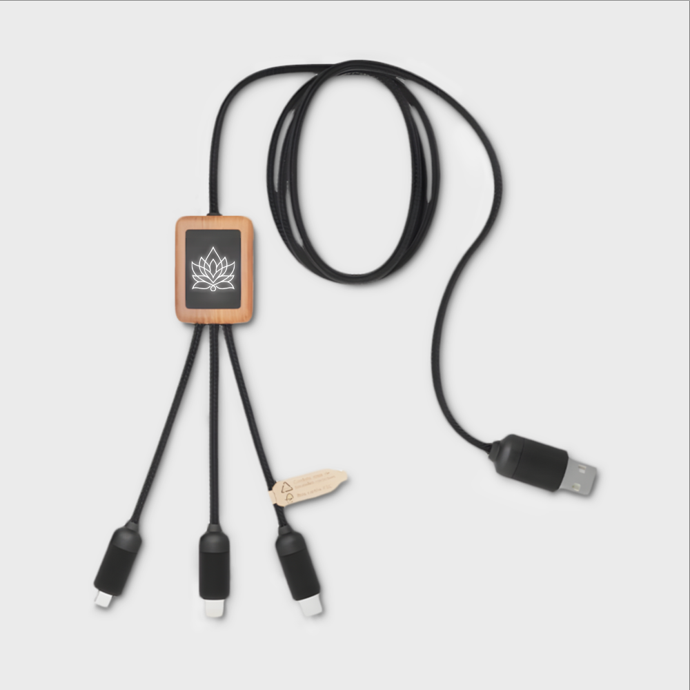 Câble 3-en-1 en PET recyclé et bambou – Image 2