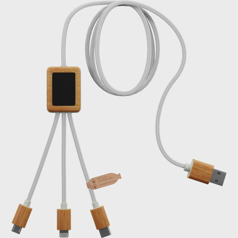 Câble de Chargement 3-en-1 en rPET avec Logo Lumineux – Image 3