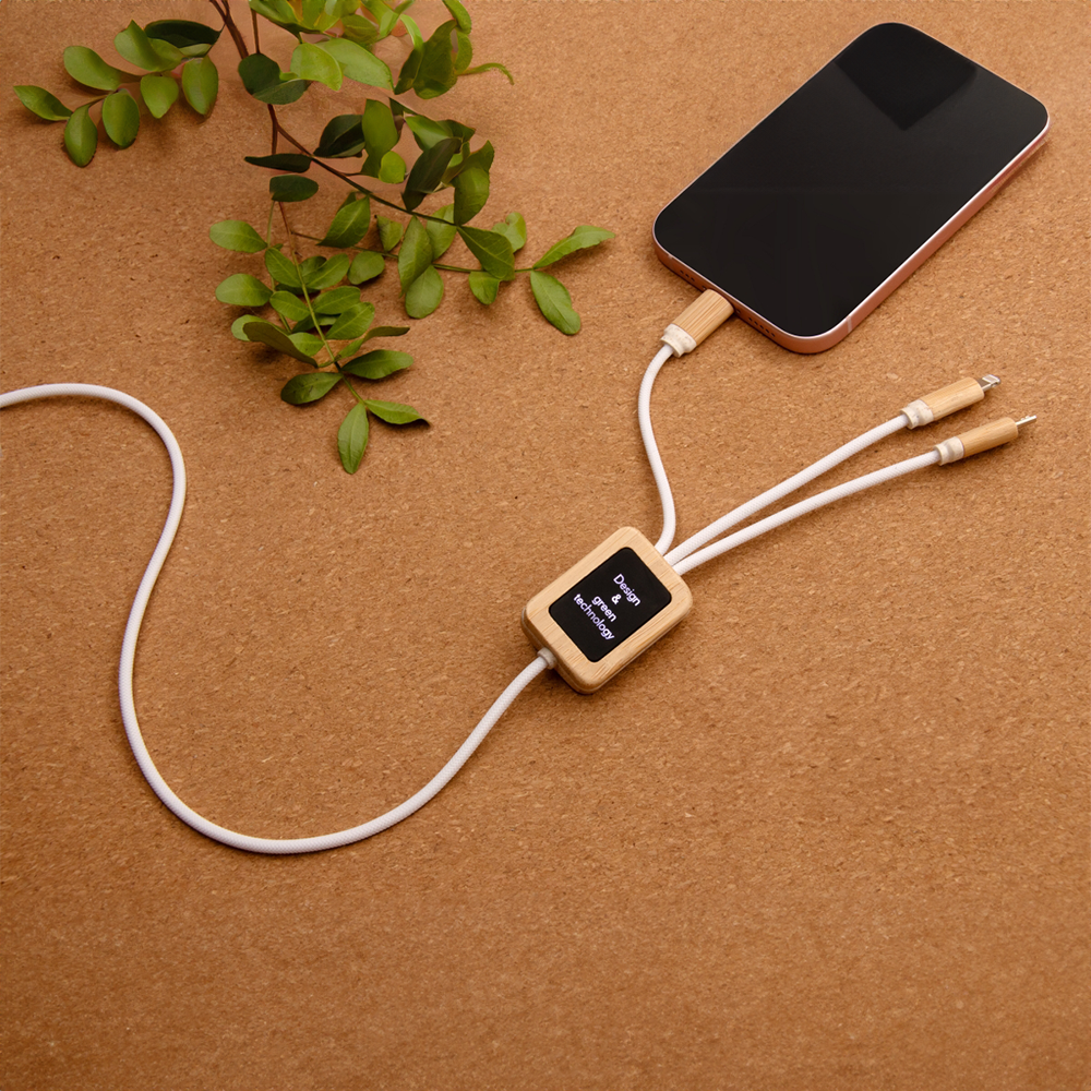 Câble de Chargement 3-en-1 en rPET avec Logo Lumineux – Image 4