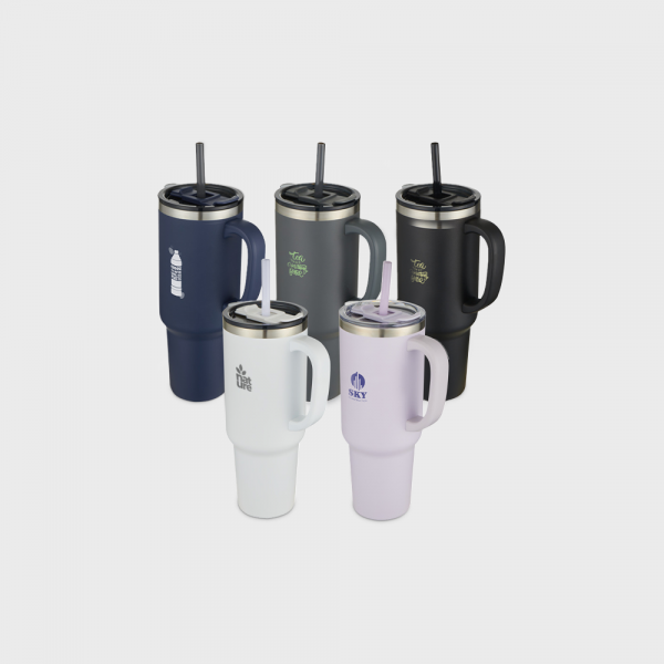 Mug isotherme double paroi RCS avec paille