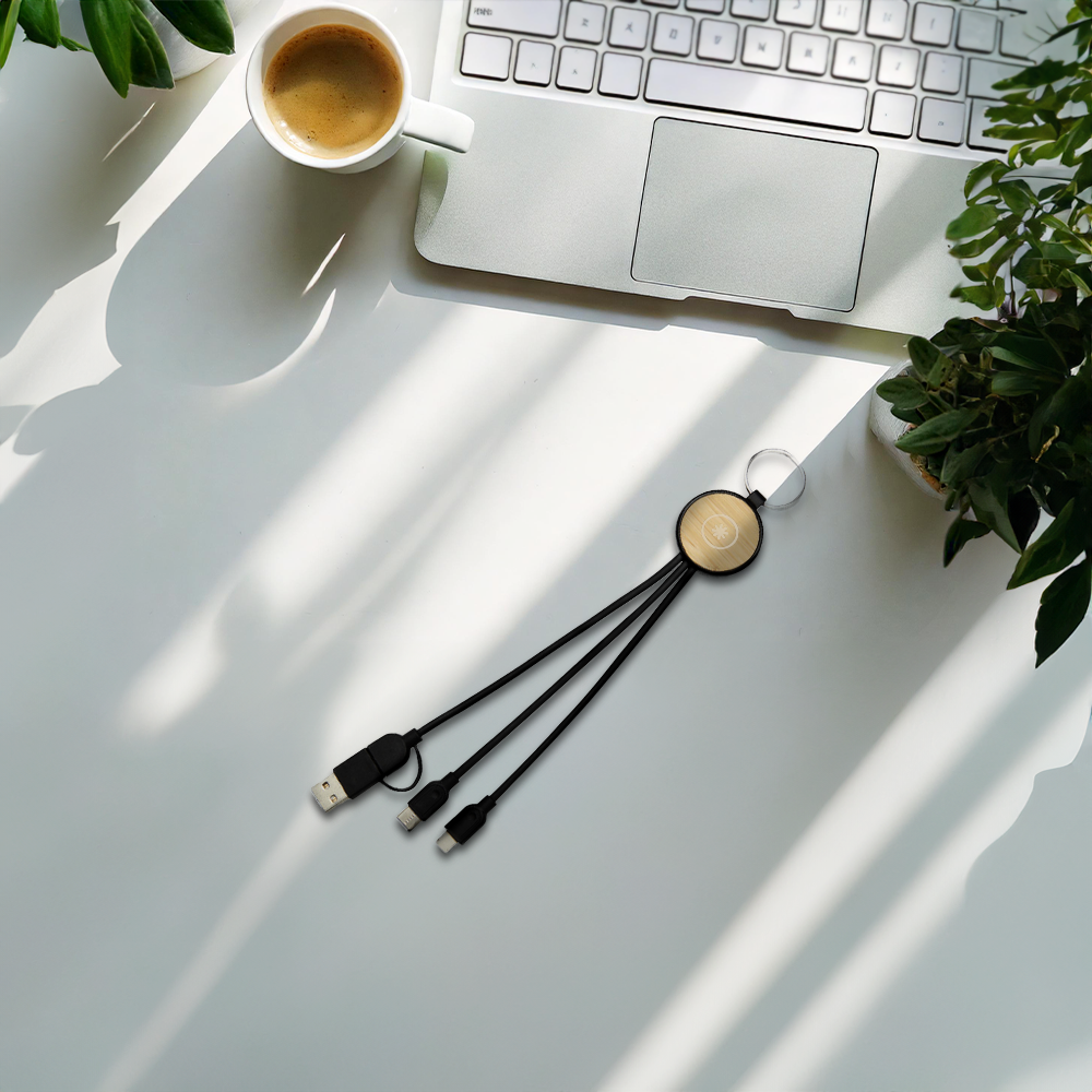 Câble de charge 6-en-1 plastique recyclé bambou Tecta – Image 4