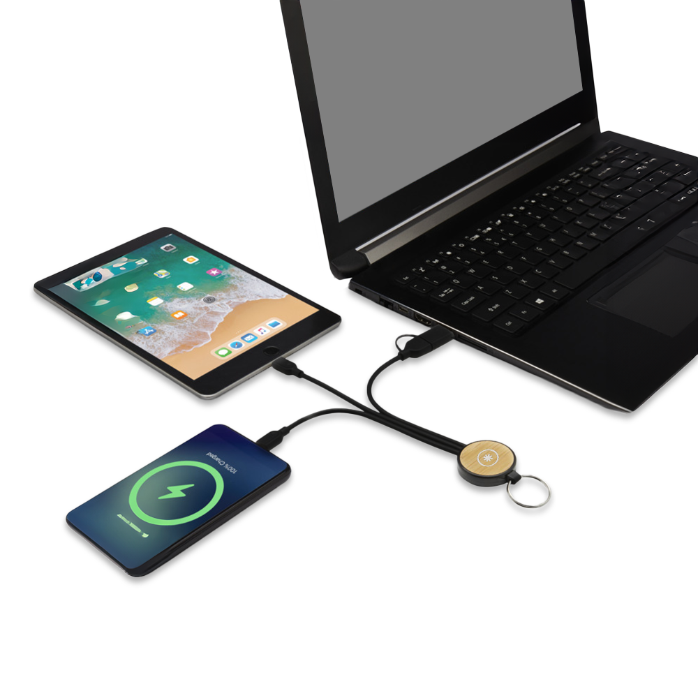 Câble de charge 6-en-1 plastique recyclé bambou Tecta – Image 3