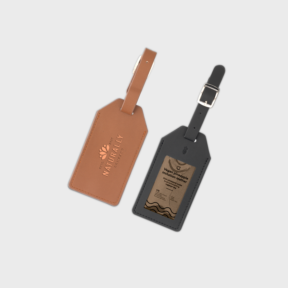 Étiquette de bagage en cuir d'ananas vegan – Image 3