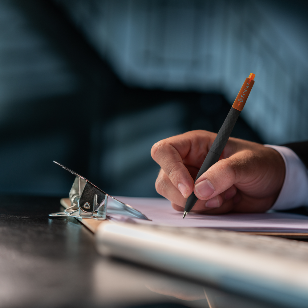 Stylo texturé motifs losanges et clip coloré – Image 2