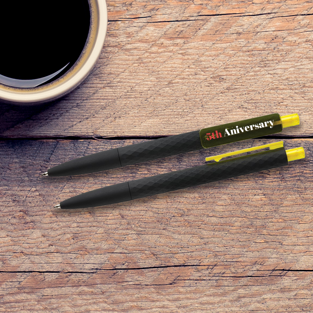 Stylo texturé motifs losanges et clip coloré – Image 4