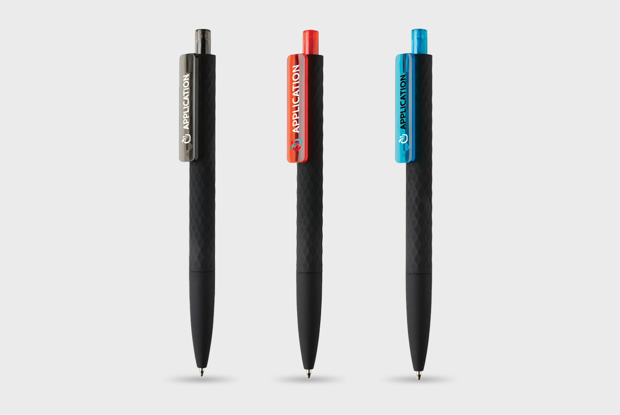 Stylo texturé motifs losanges et clip coloré – Image 3