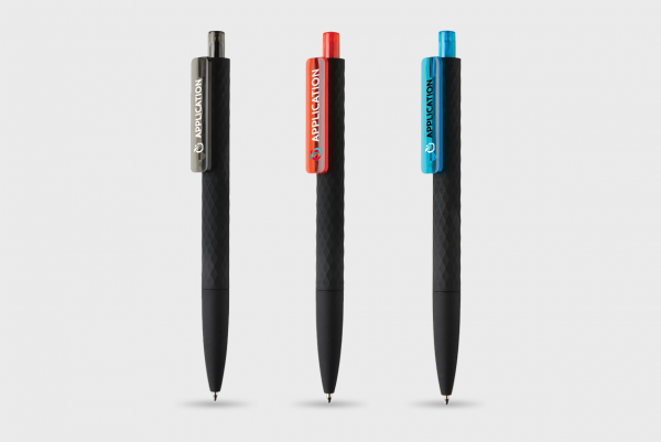 Stylo texturé motifs losanges et clip coloré